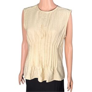 NWT Anthropologie Beige Pleated Sleeveless Top – Size M, XL